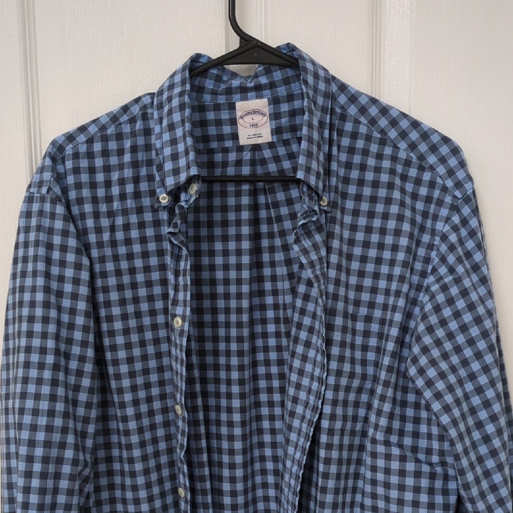 Brooks Brothers Navy and Light Blue Plaid Shirt